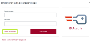 Aktivierung eines Zugangs mit E-Mail-Adresse