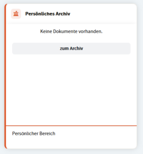 Widget Persönliches Archiv mit der fertigen Bestätigung